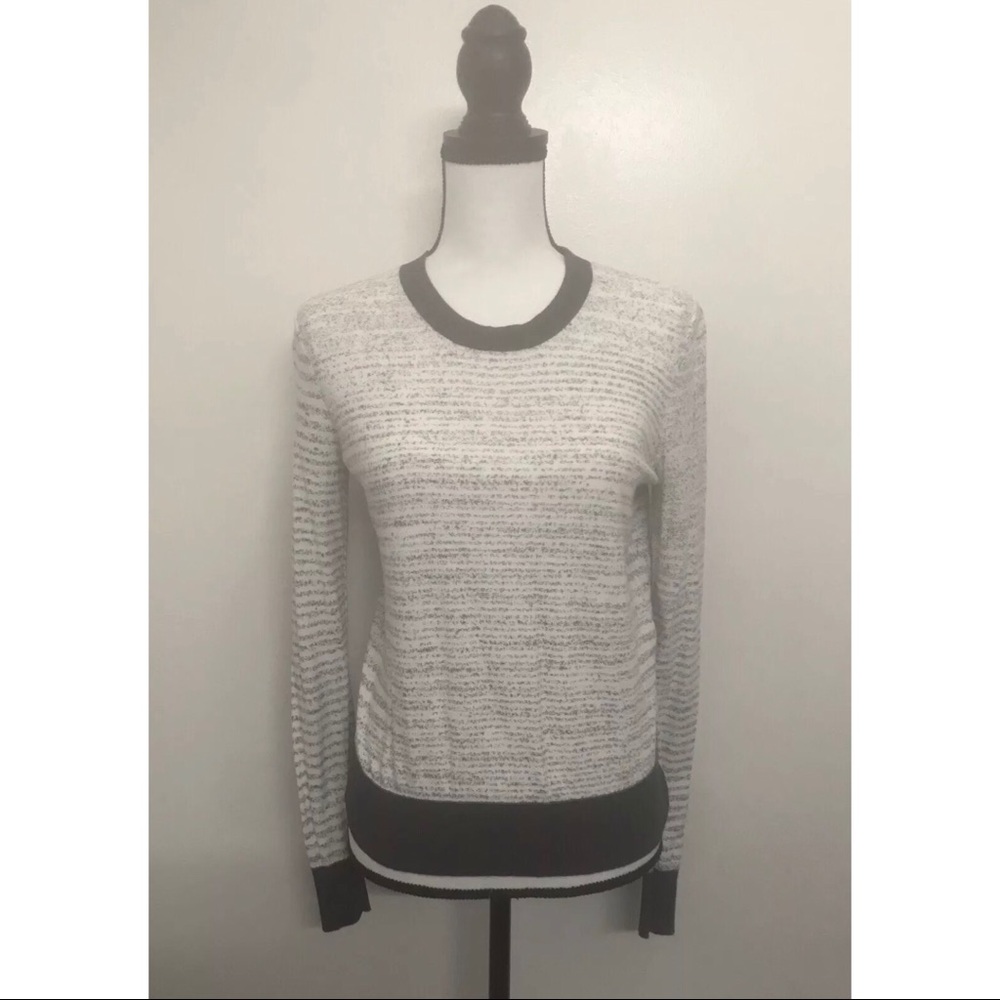 Women’s ATM Stripe Off White/ Grey Long Sleeve Top